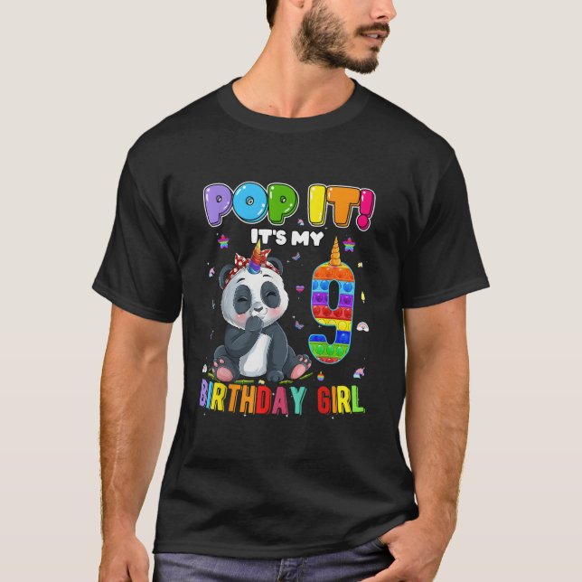 Camiseta I'M 9 9Th Panda Unicorn Pop It (Anverso)