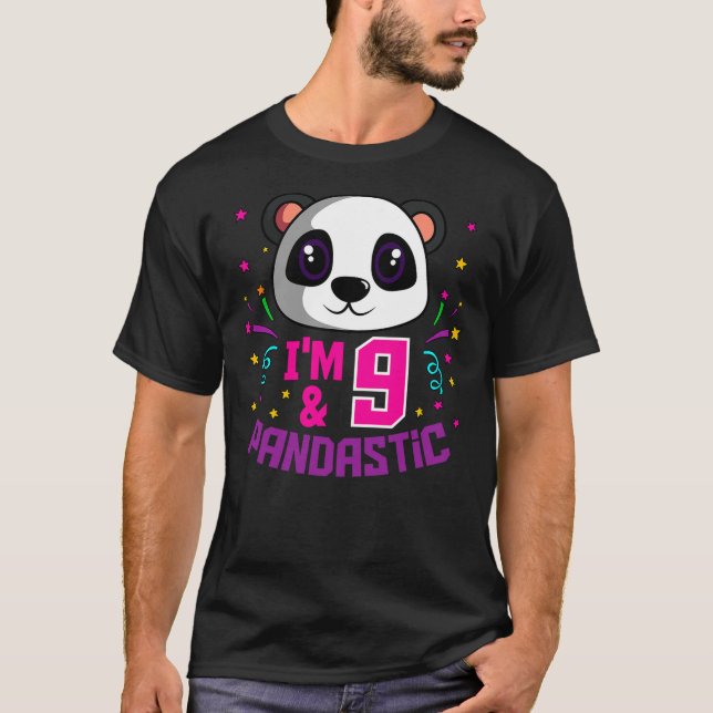 Camiseta I'm 9 & Pandastic Birthday Party Panda Bday Celebr (Anverso)
