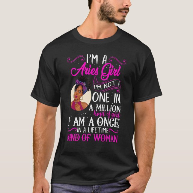 Camiseta I'm A Aries Girl Black Women March April Bday (Anverso)