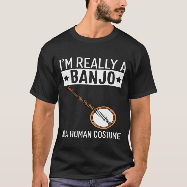 Camiseta Im A Banjo In A Human Costume Halloween Music (Anverso)
