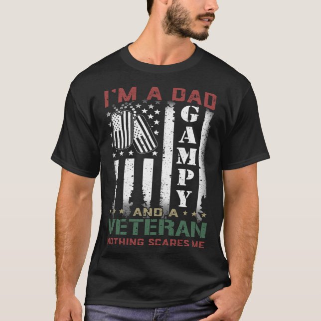Camiseta I'm A Dad Gampy And A Veteran Nothing Scares Me Fl (Anverso)