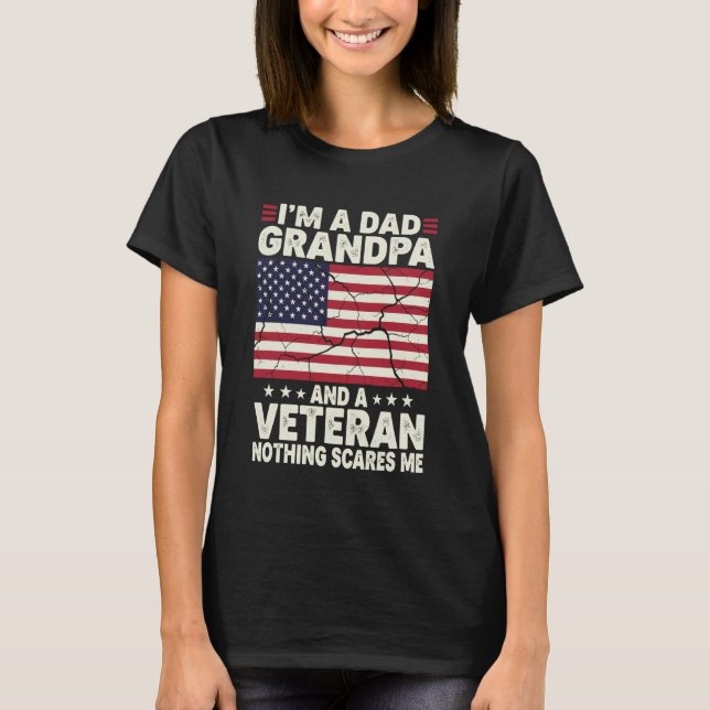 Camiseta I'm a Dad Grandpa and Veteran Nothing Scares Me Fa (Anverso)