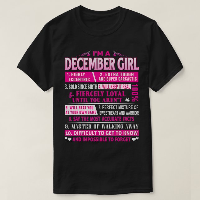 Camiseta I'm A December Girl  December Birthday  (Diseño del anverso)