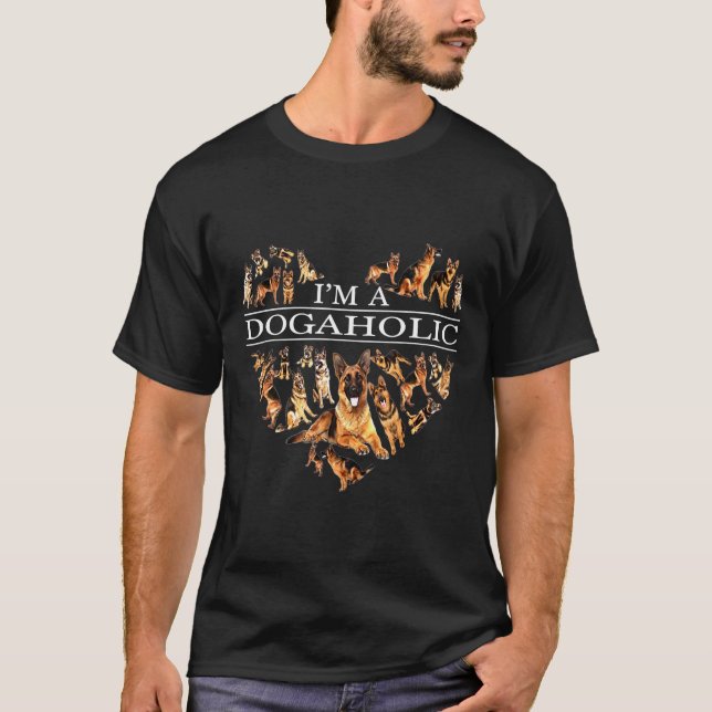Camiseta Im A Dogaholic Heart German Shepherd (Anverso)