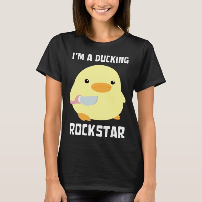 Camiseta I'm A Ducking Rockstar   Duck With Knife Meme (Anverso)