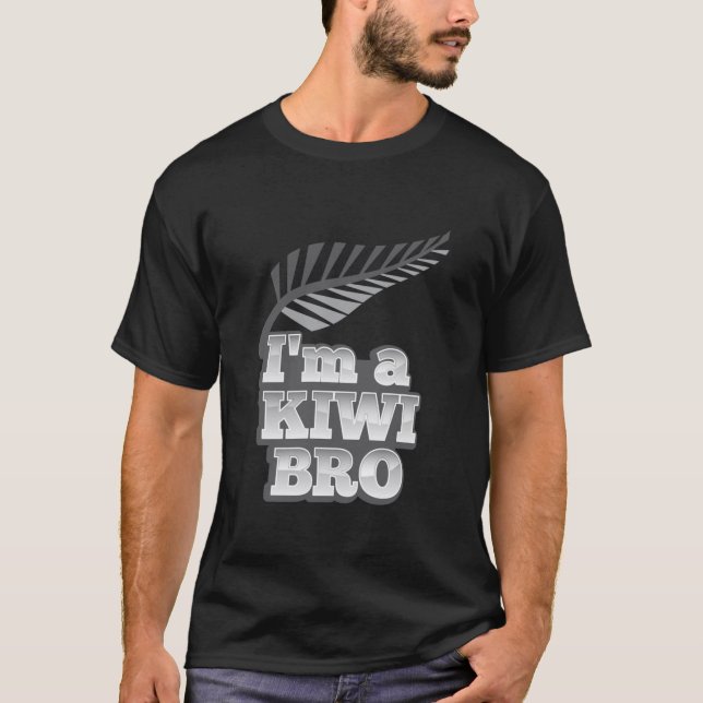Camiseta im a KIWI Bro New Zealand with silver fern Fitted  (Anverso)