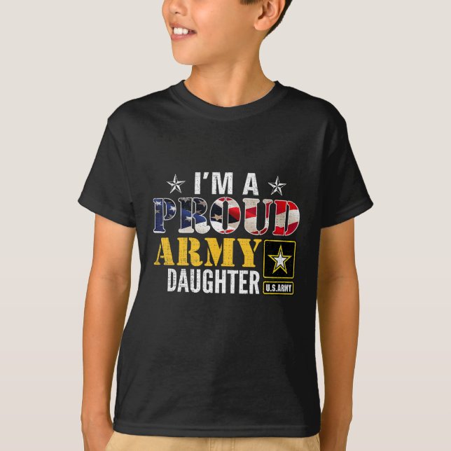 Camiseta  I'm A Proud Army Daughter American Flag Military (Anverso)