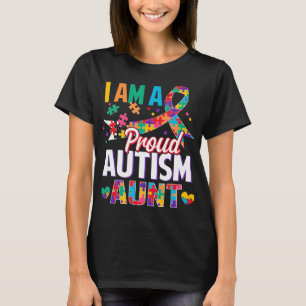 Camiseta I'm a Proud Autism Aunt Autism Awareness Puzzle Pi