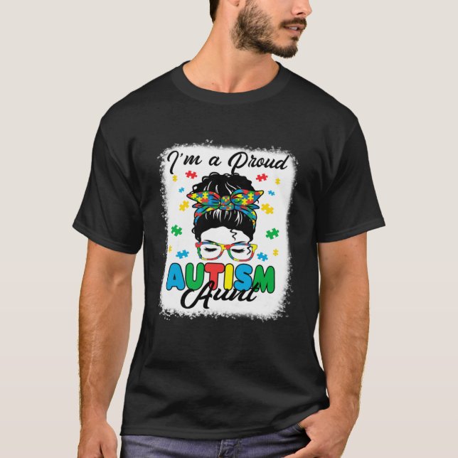 Camiseta I'm A Proud Autism Aunt Love Heart Autism Awarenes (Anverso)