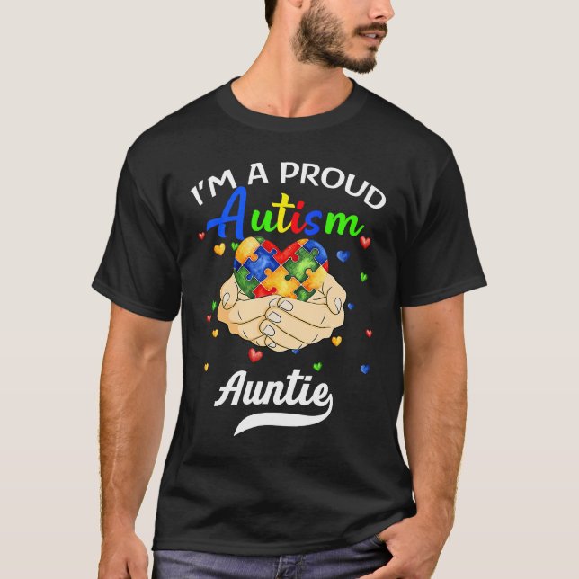 Camiseta I'm A Proud Autism Auntie Autism Awareness Niece N (Anverso)
