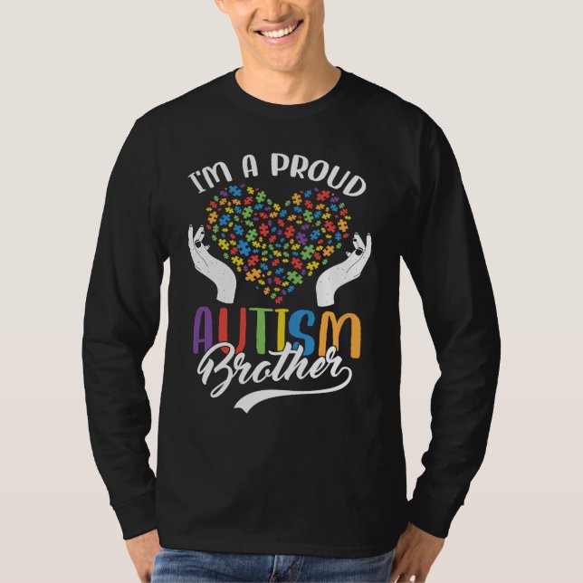 Camiseta I'm A Proud Autism Brother Autism Puzzle Heart Awa (Anverso)