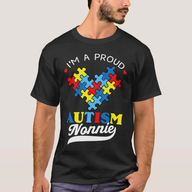 Camiseta I'm A Proud Nonnie Autism Awareness Heart Autistic (Anverso)