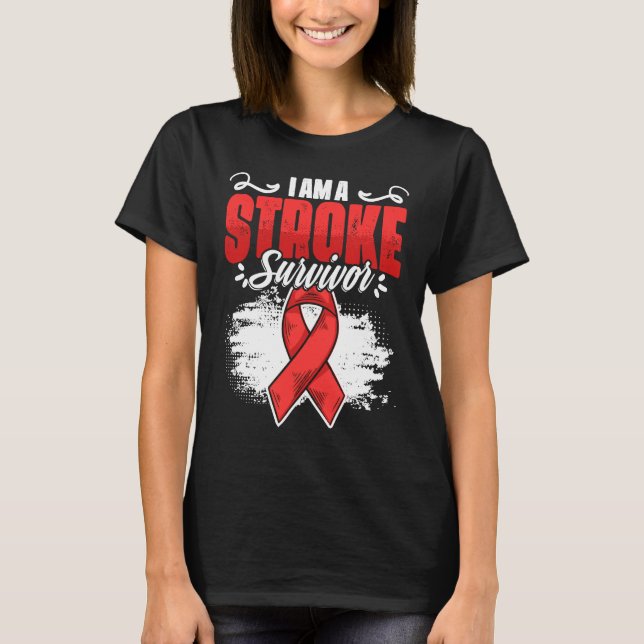 Camiseta I'm A Stroke Survivor Red Ribbon Stroke Awareness  (Anverso)