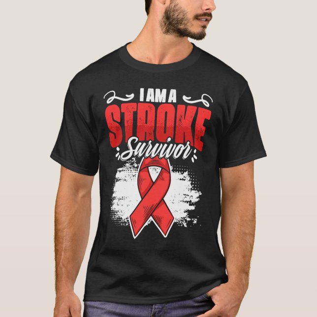 Camiseta I'm A Stroke Survivor Red Ribbon Stroke Awareness  (Anverso)