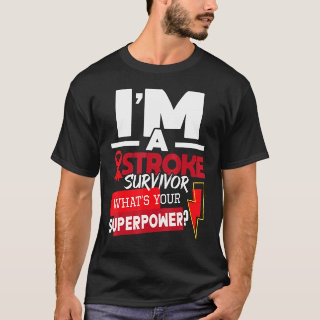 Camiseta I'm A Stroke Survivor  Stroke Awareness Red Ribbon (Anverso)