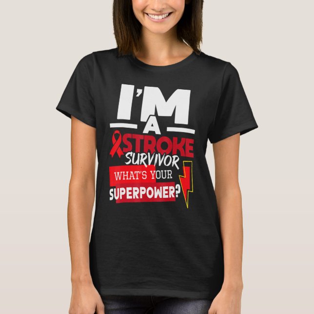 Camiseta I'm A Stroke Survivor  Stroke Awareness Red Ribbon (Anverso)