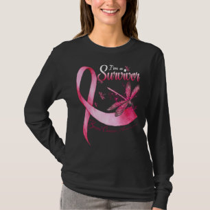 Camiseta I'm A Survivor Dragonfly Pink Ribbon Breast Cancer