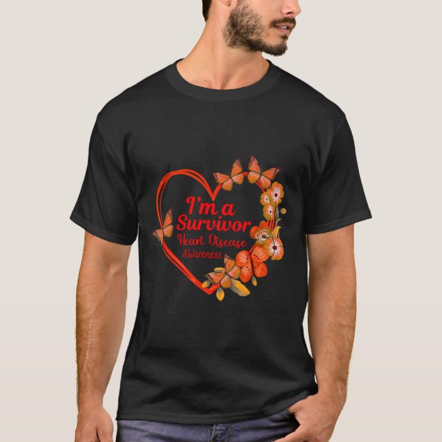 Camiseta I'm A Survivor Heart Disease Awareness Red Butterf (Anverso)