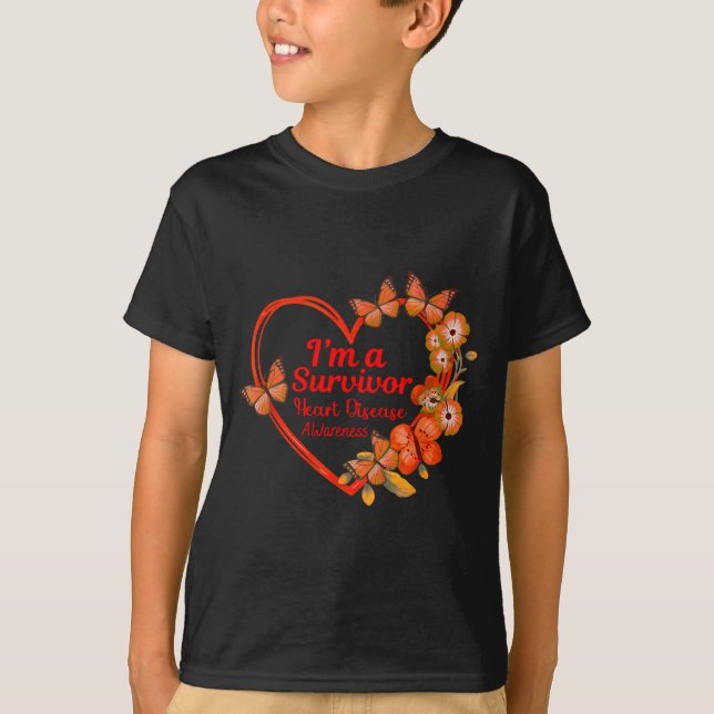 Camiseta I'm A Survivor Heart Disease Awareness Red Butterf (Anverso)