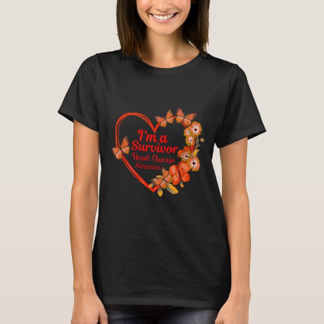 Camiseta I'm A Survivor Heart Disease Awareness Red Butterf (Anverso)