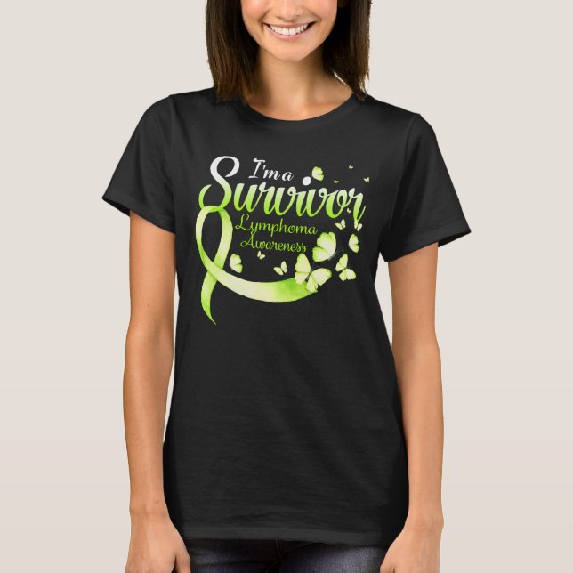 Camiseta I'm A Survivor Lymphoma Awareness Butterfly Ribbon (Anverso)