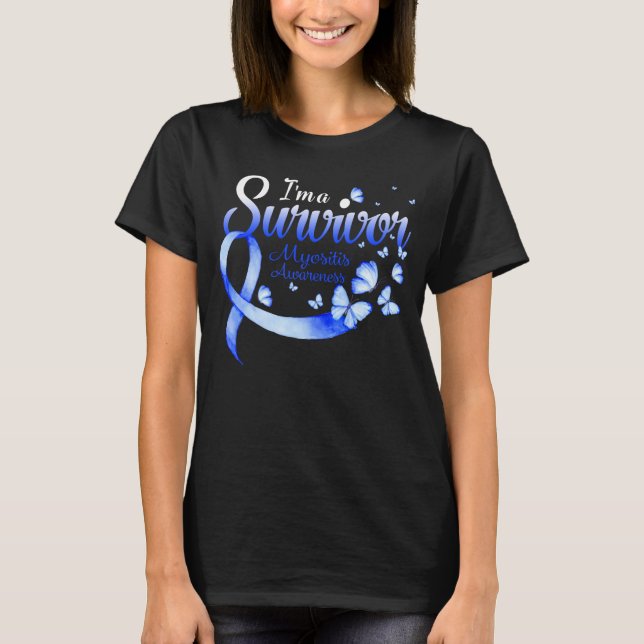 Camiseta I'm A Survivor Myositis Awareness Butterfly Ribbon (Anverso)
