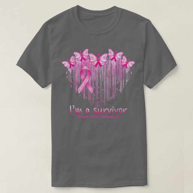 Camiseta I'm A Survivor Pink Butterfly Breast Cancer Awaren (Diseño del anverso)