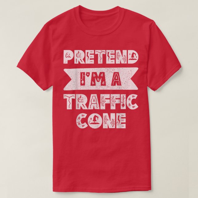Camiseta Im A Traffic Cone Costume Naranja Lazy Halloween 5 (Diseño del anverso)