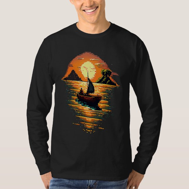 Camiseta I'm an angler with a boat and go fishing pixel art (Anverso)