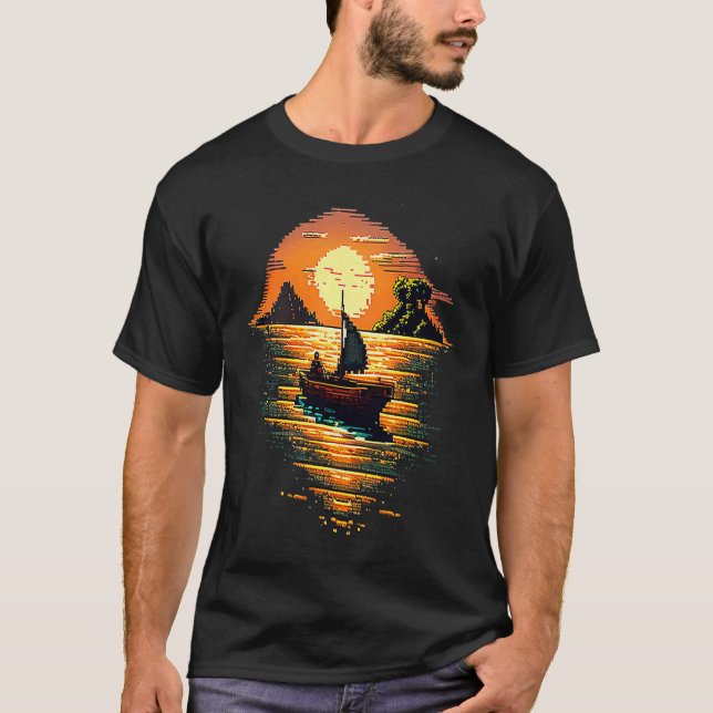 Camiseta I'm an angler with a boat and go fishing pixel art (Anverso)