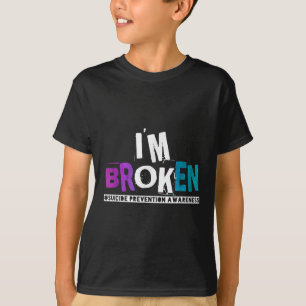 Camiseta Im Broken Verde azulado & Purple Ribbon Suicid