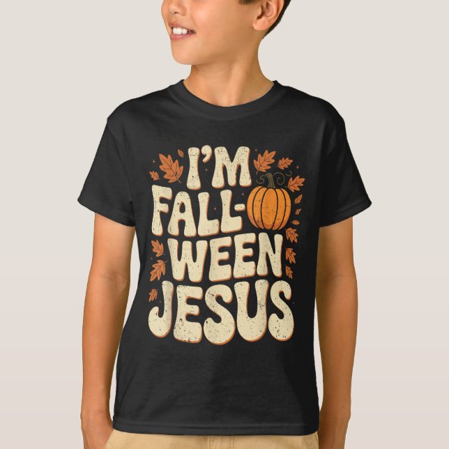 Camiseta I'm Fall-o-ween Jesus Halloween Christian Groovy P (Anverso)