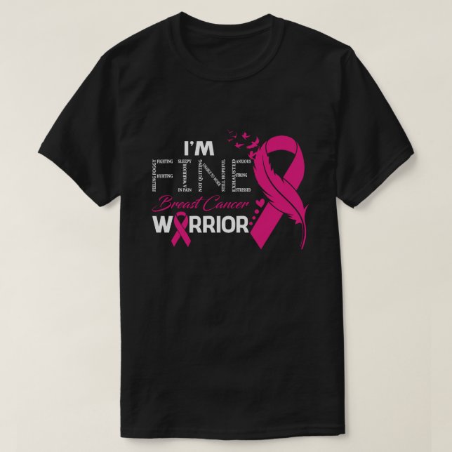 Camiseta I'm Fine Breast Cancer Warrior Awareness Feather (Diseño del anverso)