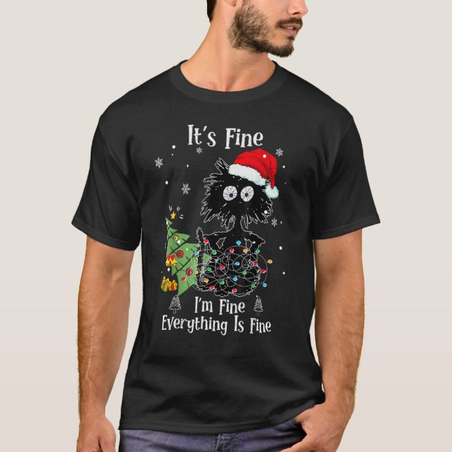 Camiseta I'm Fine Everything Is Fine Black Cat Christmas Tr (Anverso)