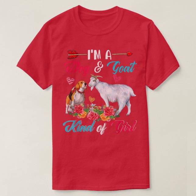 Camiseta I'm Funny Dog And Goat Kind Of Girl Farmer Floral  (Diseño del anverso)