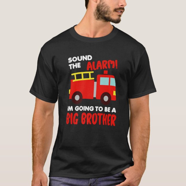 Camiseta Im Going To Be A Big Brother  Firetruck Baby Revea (Anverso)