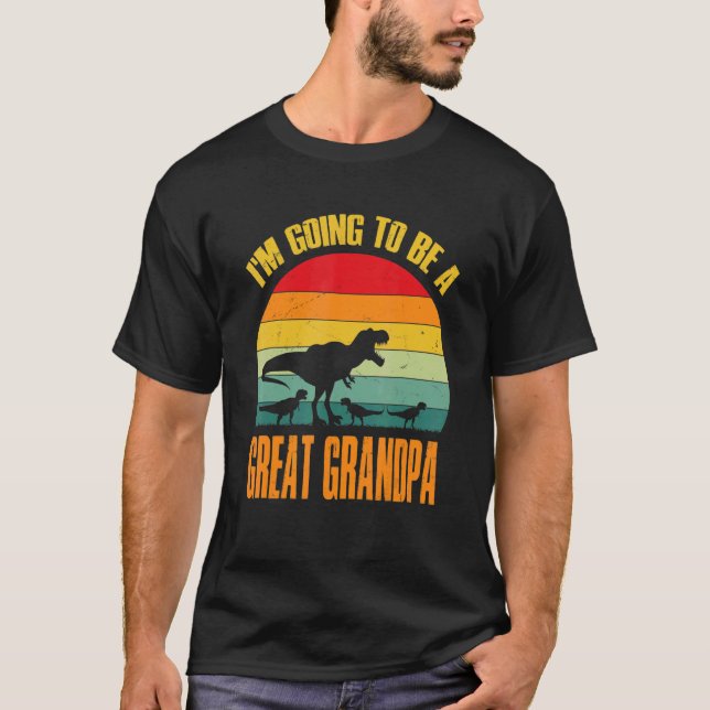 Camiseta I'm Going To Be A Great Grandpa Dinosaur Rex Vinta (Anverso)