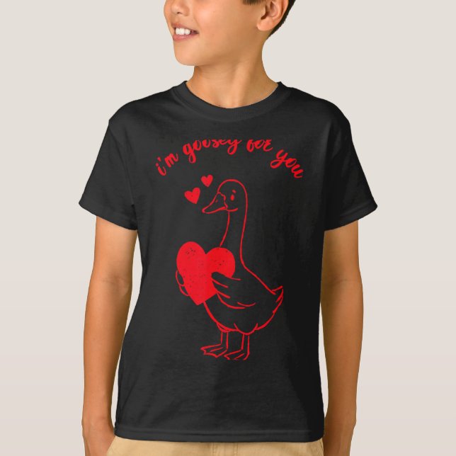 Camiseta I'm Goosey For You Valentine Goose Hearts Minimal  (Anverso)