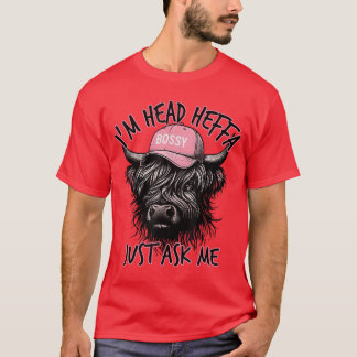 Camiseta Im Head Heffa Just Ask Me Bossy Highland Cow Baseb