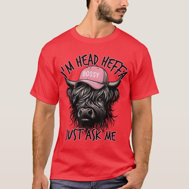 Camiseta Im Head Heffa Just Ask Me Bossy Highland Cow Baseb (Anverso)