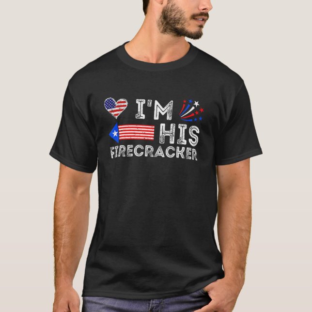 Camiseta I'm His Firecracker   Funny 4th Of July Us Flag Co (Anverso)