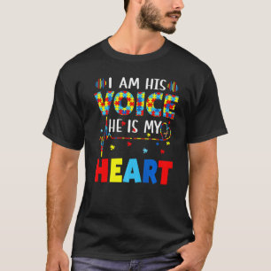 Camiseta I'm His Voice He Is My Heart Autism Awareness Pare