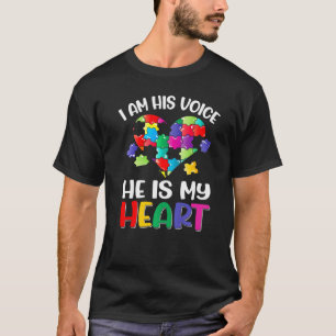 Camiseta I'm His Voice He Is My Heart Autism Awareness Pare