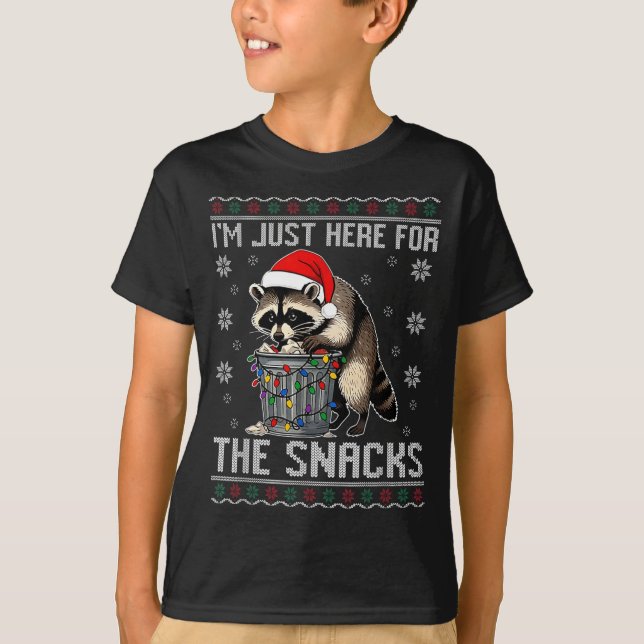 Camiseta I'm Just Here For Snacks Raccoon Christmas Kids To (Anverso)