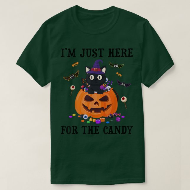 Camiseta Im Just Here For The Candy Funny Pumpkin  (Diseño del anverso)