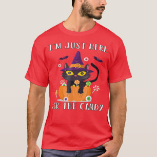 Camiseta Im Just Here For The Candy Witch Halloween Cat meo