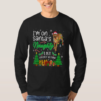 Camiseta I'm On Santa's Naughty Cute Dane Dog  Xmas