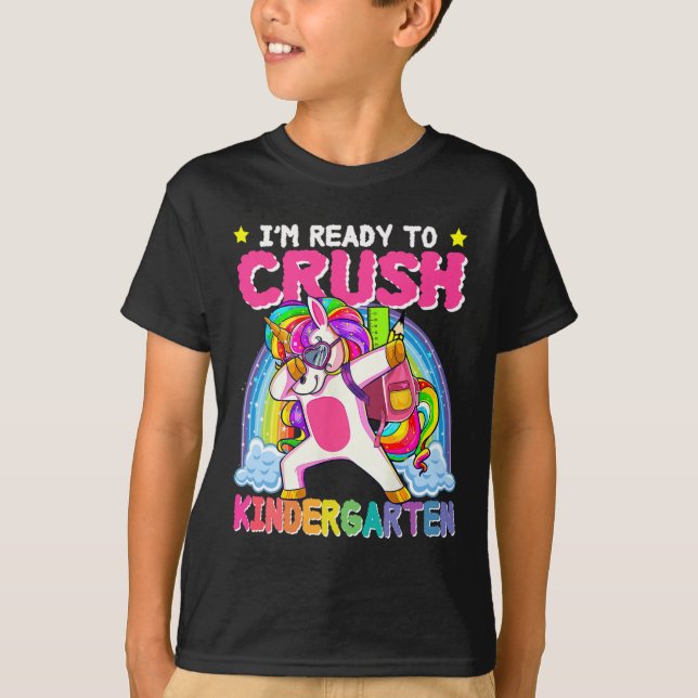 Camiseta I'm Ready To Crush Kindergarten Unicorn First Day  (Anverso)