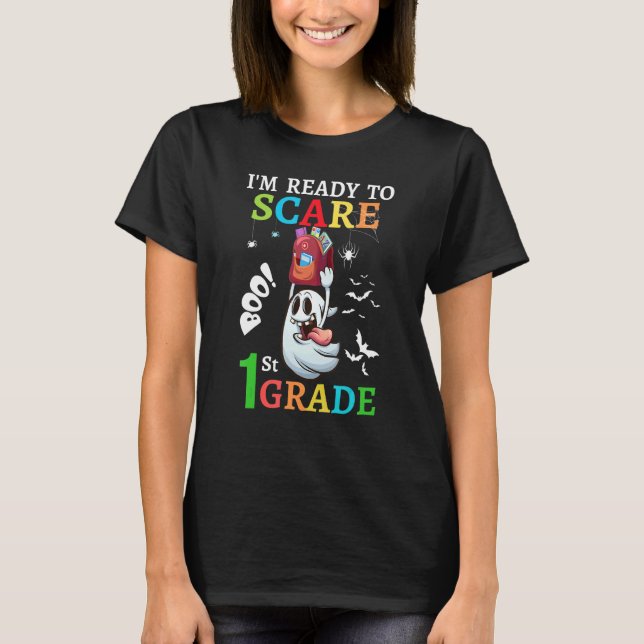 Camiseta i'm ready to Scare 1st grade Back to school kids T (Anverso)