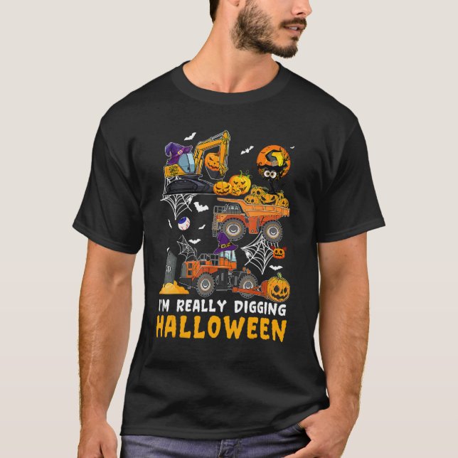 Camiseta I'm Really Digging Halloween Construction Vehicle  (Anverso)